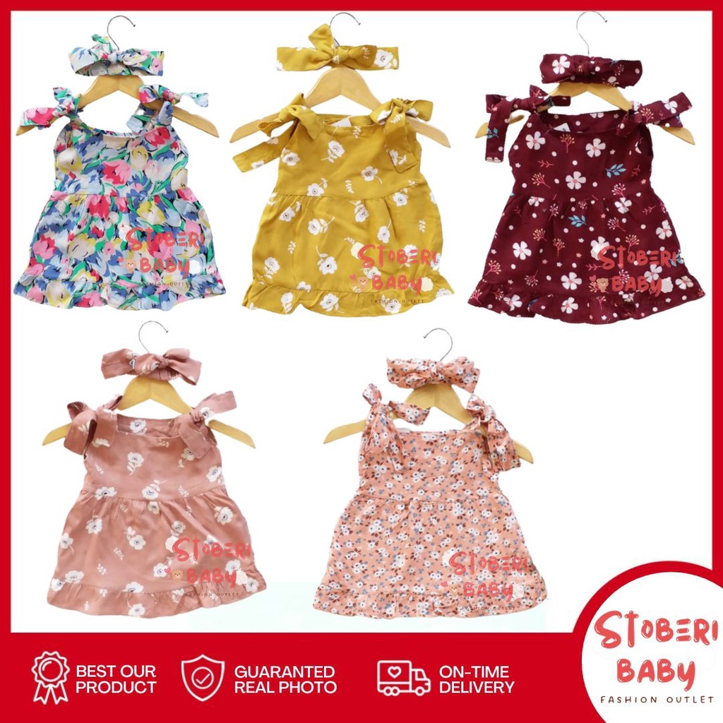 stoberi baby - BBB DRESS MAUREEN dress anak perempuan bayi motif bunga lucu free headband