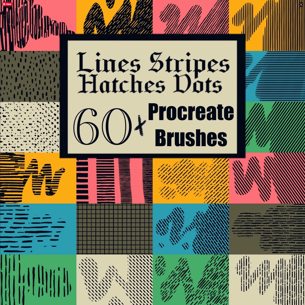 Procreate Brush - 60+ Stripes Lines Hatches Dots Procreate Brushes