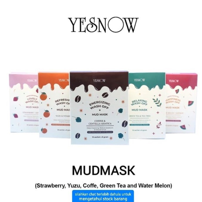 YESNOW / YES NOW MUD MASK MASKER WAJAH WASH-OFF 8GR ( SACHET ) MUKA