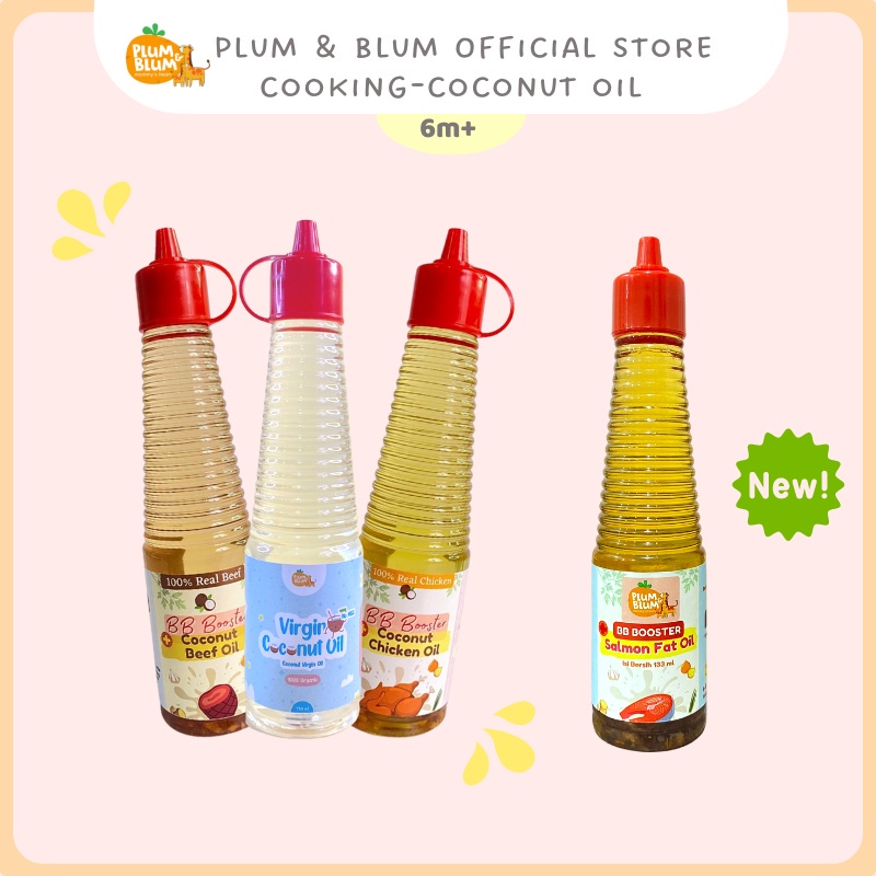 Plum &amp; Blum Minyak MPASI BB Booster / Coconut Oil / Chicken Fat Oil / Beef Fat Oil / Salmon OIl / Plum and Blum 140 ml / 6 bulan+