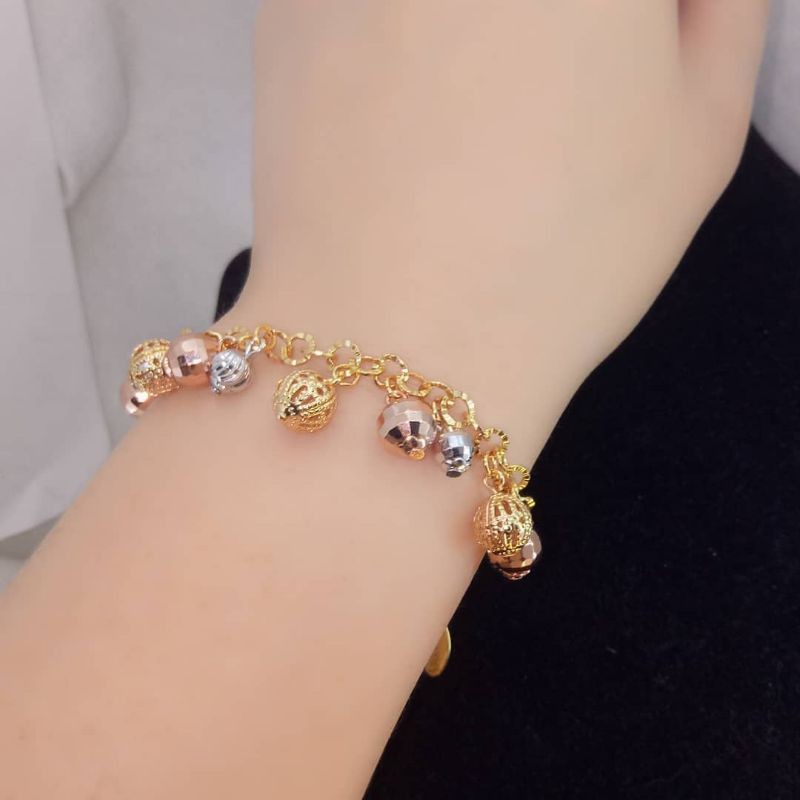 GELANG TANGAN BOLA BOLA RUMBAI GELANG TANGAN WANITA BOLA BOLA ANTI KARAT