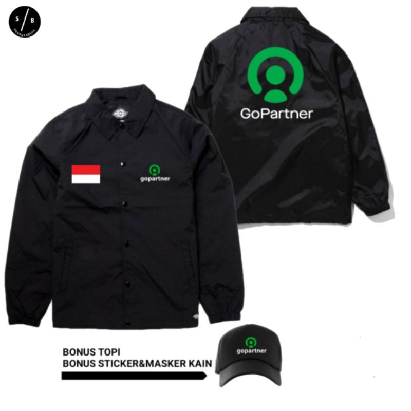 Jaket driver gopartner jaket coach anti air gertis topi