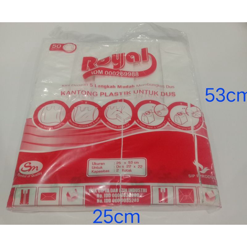 Kresek royal untuk dus ukuran 22x22 .
