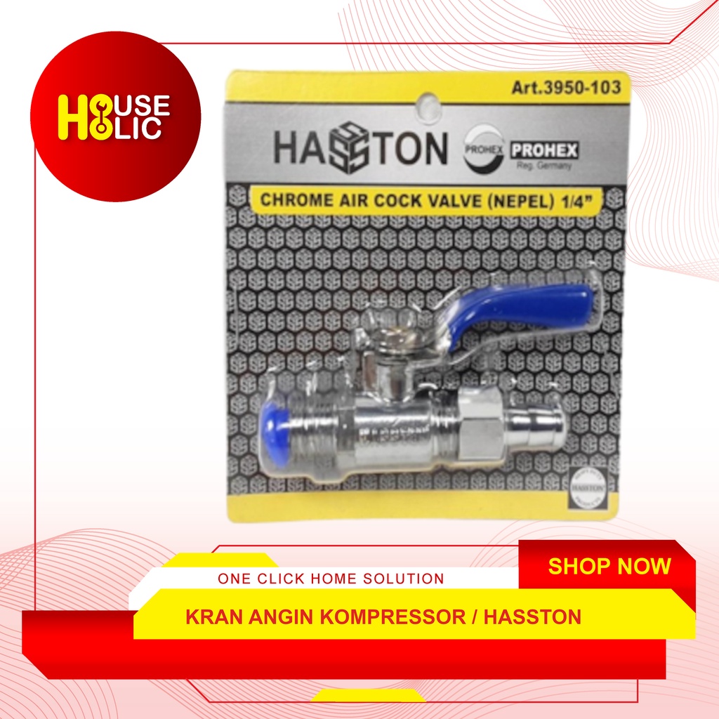 Kran Keran Angin Kompressor 1/4&quot; Air Cock Valve Nepel Hasston 3950-103