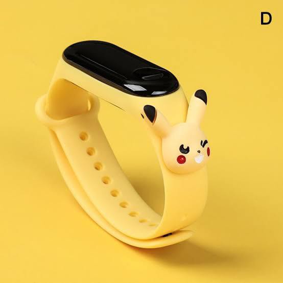 Jam Tangan Elektronik Tahan Air IP67 Motif Kartun Anak Laki-laki Perempuan LED Minimalis Gelang-Yellow Pikachu