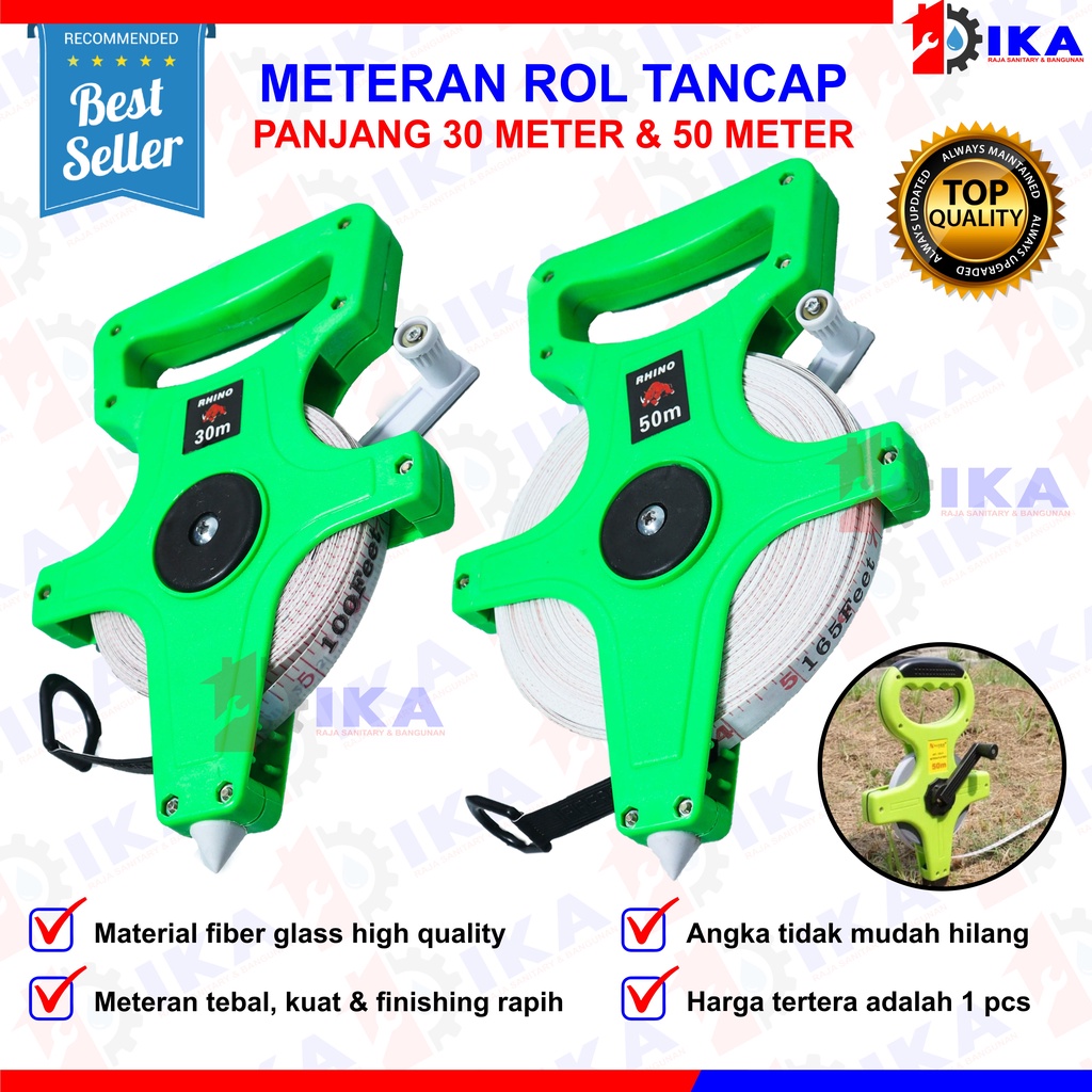 METERAN TANCAP TANAH 30M OLL-1053 / 50M OLL-1054 / 100M OLL-1055 FIBER ROLL PANJANG METERAN ROL FIBER MEASURING TAPE