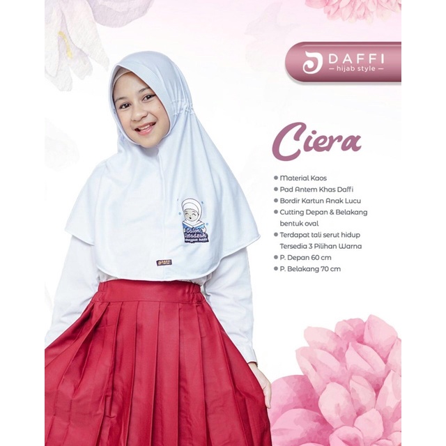 [ORIGINAL DAFFI] ~ BERGO CIERA M L XL / HIJAB SERAGAM SEKOLAH SD SMP SMA / HIJAB ANAK REMAJA 7 - 17 