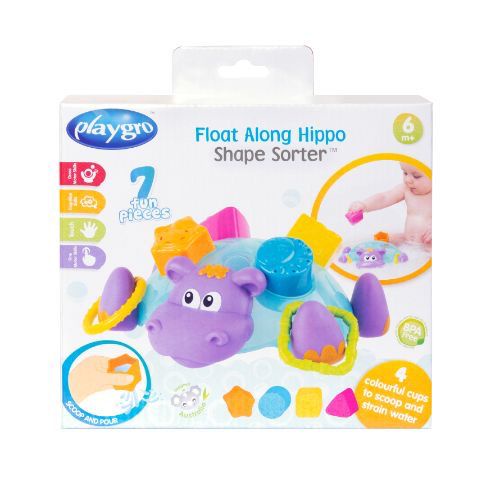 Playgro Float Along Hippo Shape Sorter - Mainan Mandi Anak