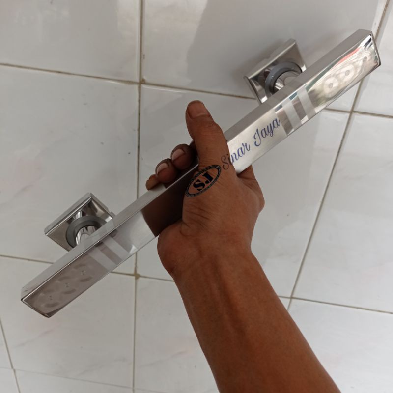 1 satu set handle pintu panjang 45cm pegangan kunci rumah minimalis gagang tarikan pintu stainles kunci pintu kuputarung termurah