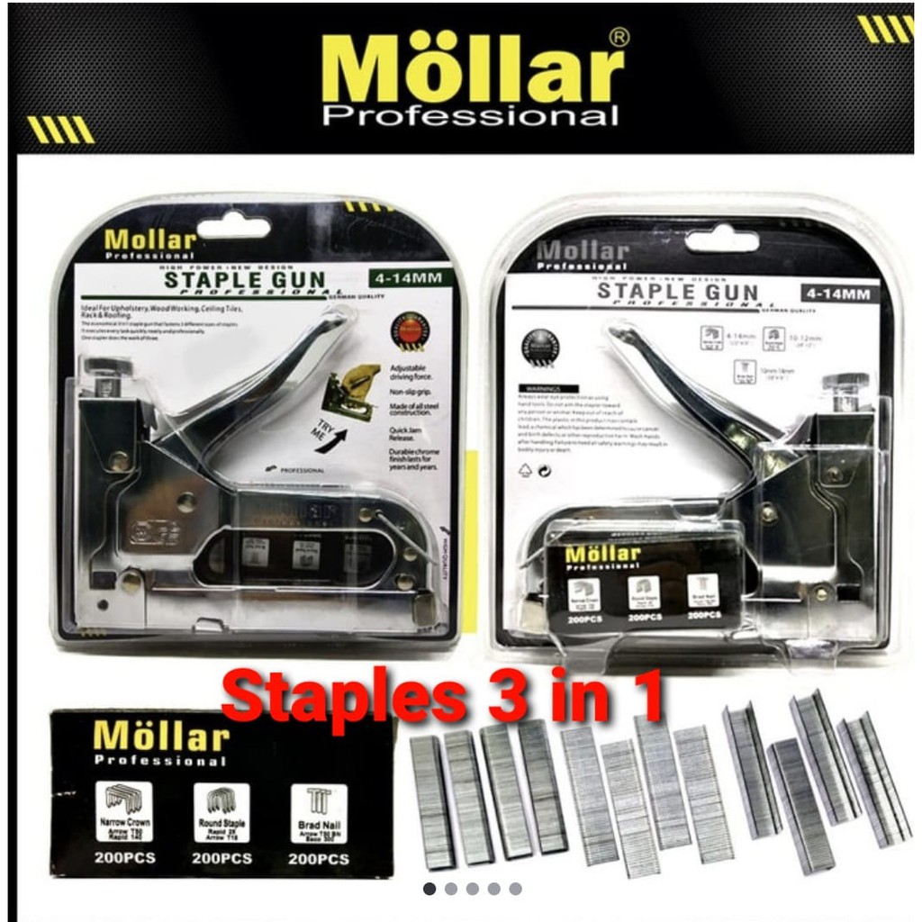 MOLLAR Staple Gun 3 in 1 Way Heavy Duty Staples Tembak hekter jok