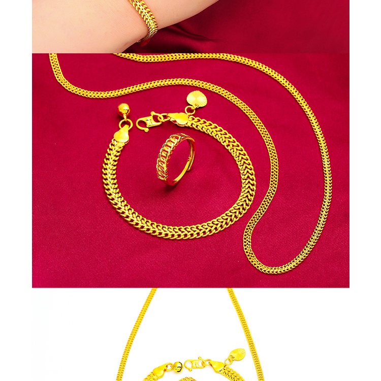 Set Kalung Gelang 24K Gaya Vintage Untuk Wanita