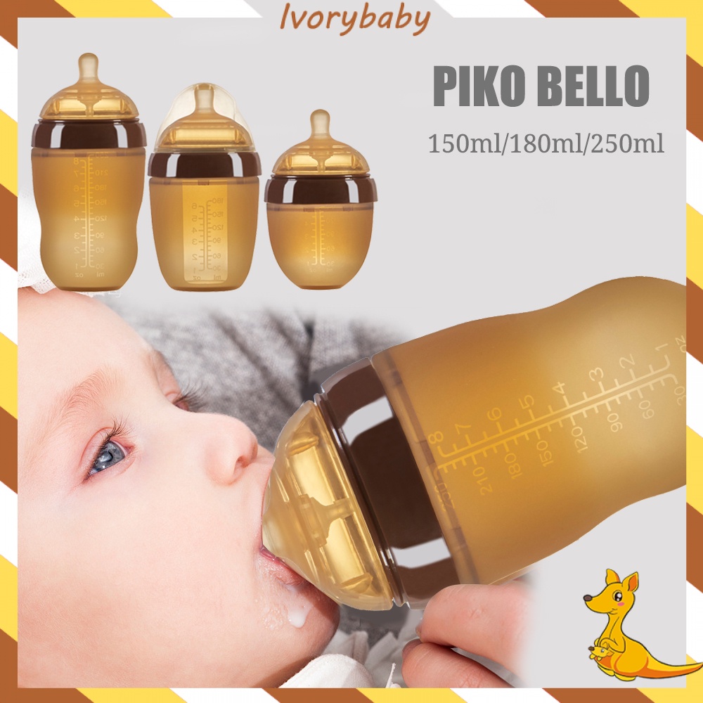 Ivorybaby PIKO BELLO botol susu wide neck anti kolik botol bayi dengan sedotan bahan silikon