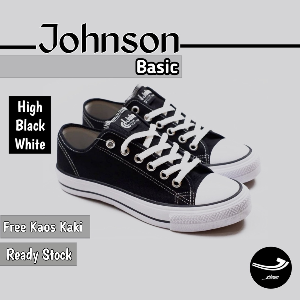 SEPATU JOHNSON BASIC LOW BLACK WHITE ASTRO HIGH VELCRO JONSHON BKN