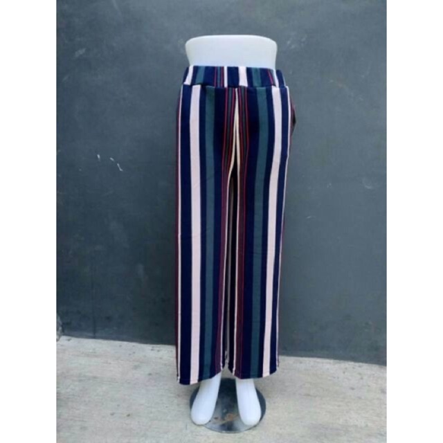 Blester kulot panjang bahan scuba import stripe pants kekinian-2