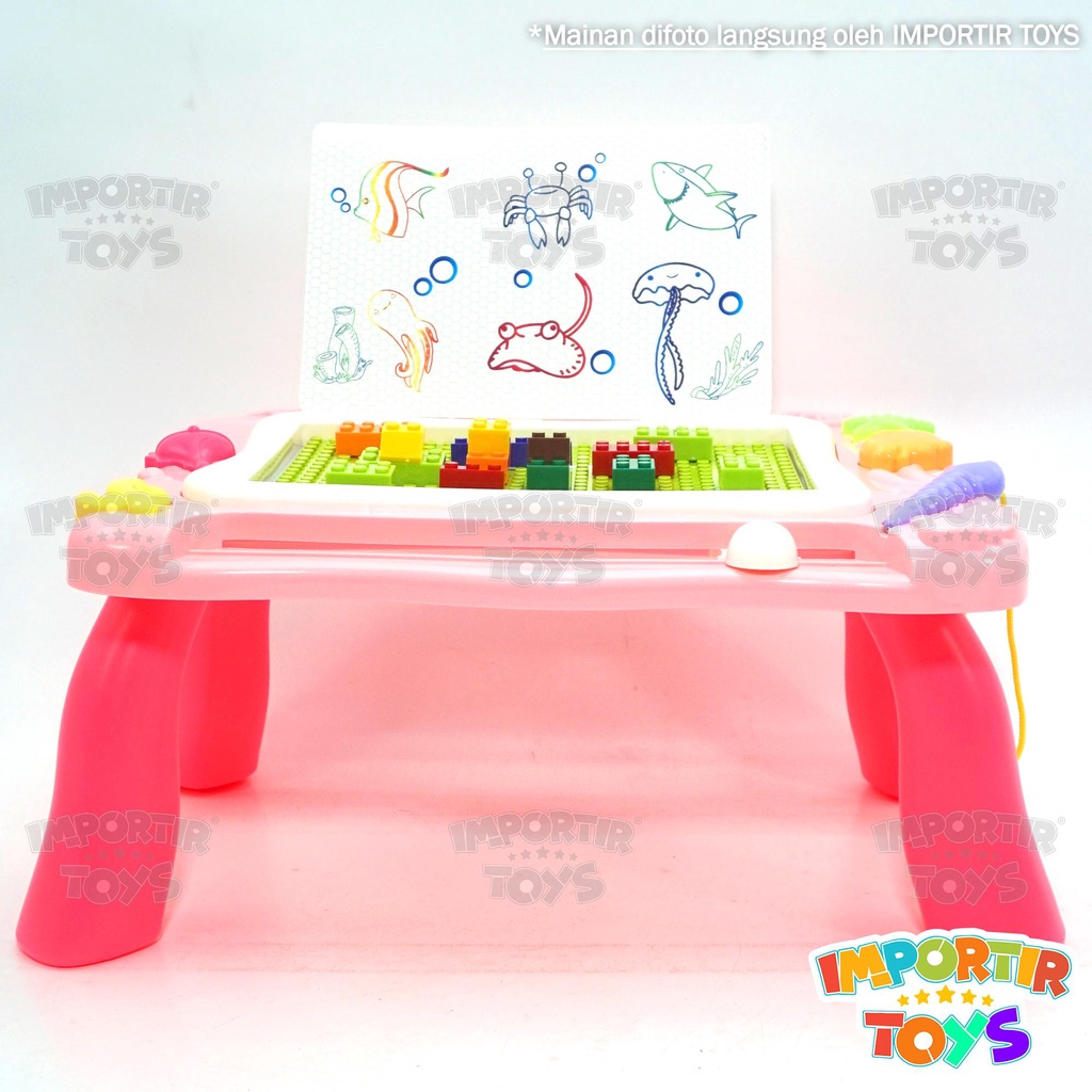 Meja Anak Magnetic Blocks Pallete Drawing Board 2 IN 1 Mainan Edukasi Belajar