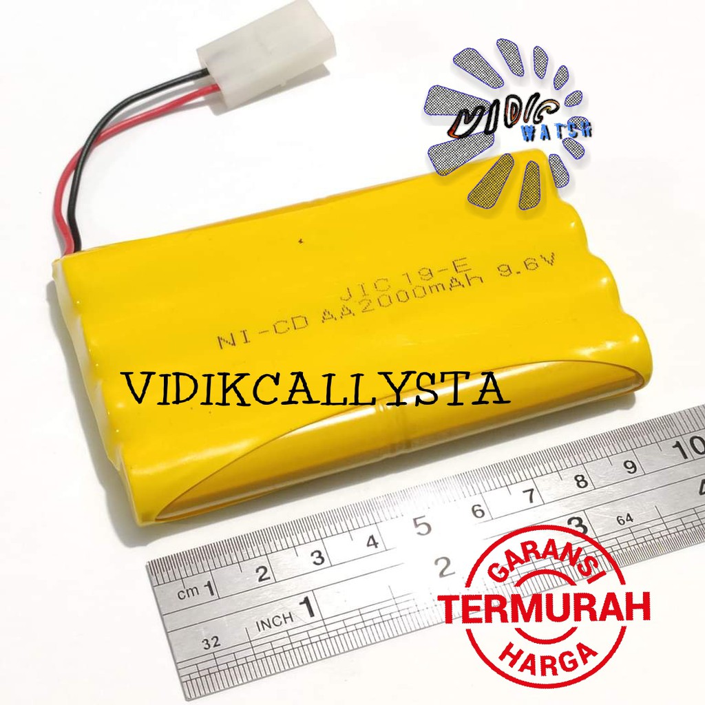 Baterai NiCd RC AA 2000mAh 9.6V Model 2 Socket Putih isi 8 BATRE MOBIL REMOT RC ISI 8