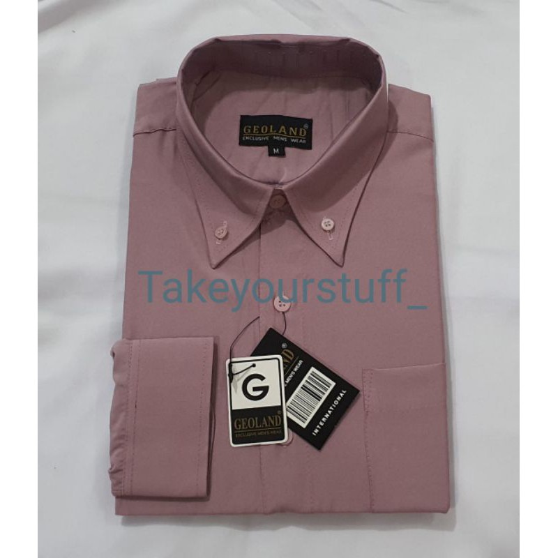 Kemeja Pria Geoland Lengan Panjang warna Dusty Pink