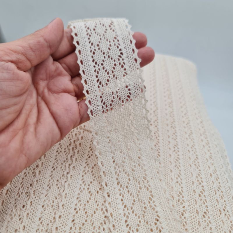 RENDA KAIT TENGAHAN HALUS RENDA KATUN LEBAR 5 CM KODE M142A PER METER KUALITAS HALUS BAGUS GRADE PREMIUM
