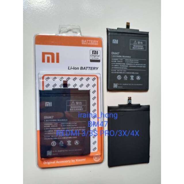 BATERAI XIAOMI REDMI 3 BATERAI XIAOMI REDMI 4X/ 3S / 3 PRO BATERAI XIAOMI BM47 REDMI 3 PRIME