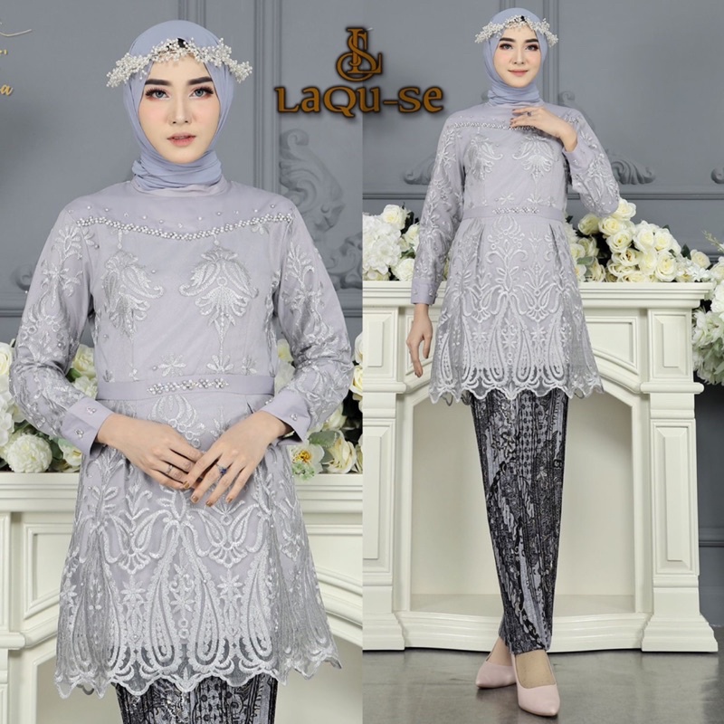 Set Kebaya Tunik Tille Mix Velvet Variasi Payet Mutiara Kebaya Tunik Modern Kebaya Tunik Brokat Kebaya Wisuds