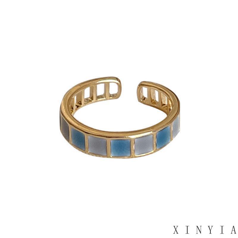 [COD]Cincin Korea Model Kupu Terbuka Retro Desain Geometri Warna Glaze Untuk Wanita Disesuaikan