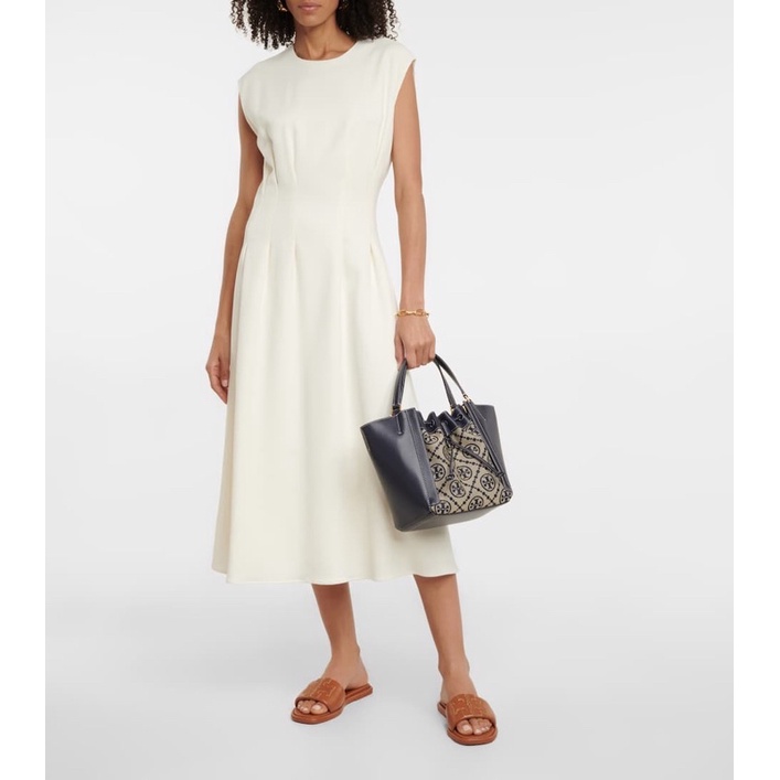 Tory Burch T Monogram Jacquard And Leather Tote