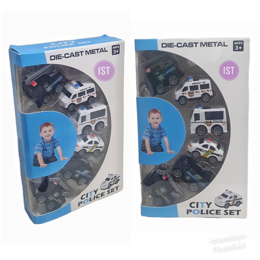 MWN Mainan DieCast Metal City Police Set 6 pcs DL035-2