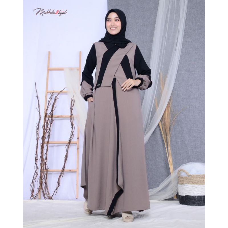 Felicia Dress Gamis Makkata Hijab Milo  Tua  Hitam 