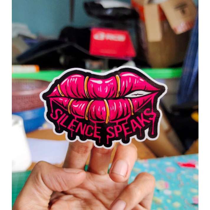 

stiker print bibir custom stiker keren