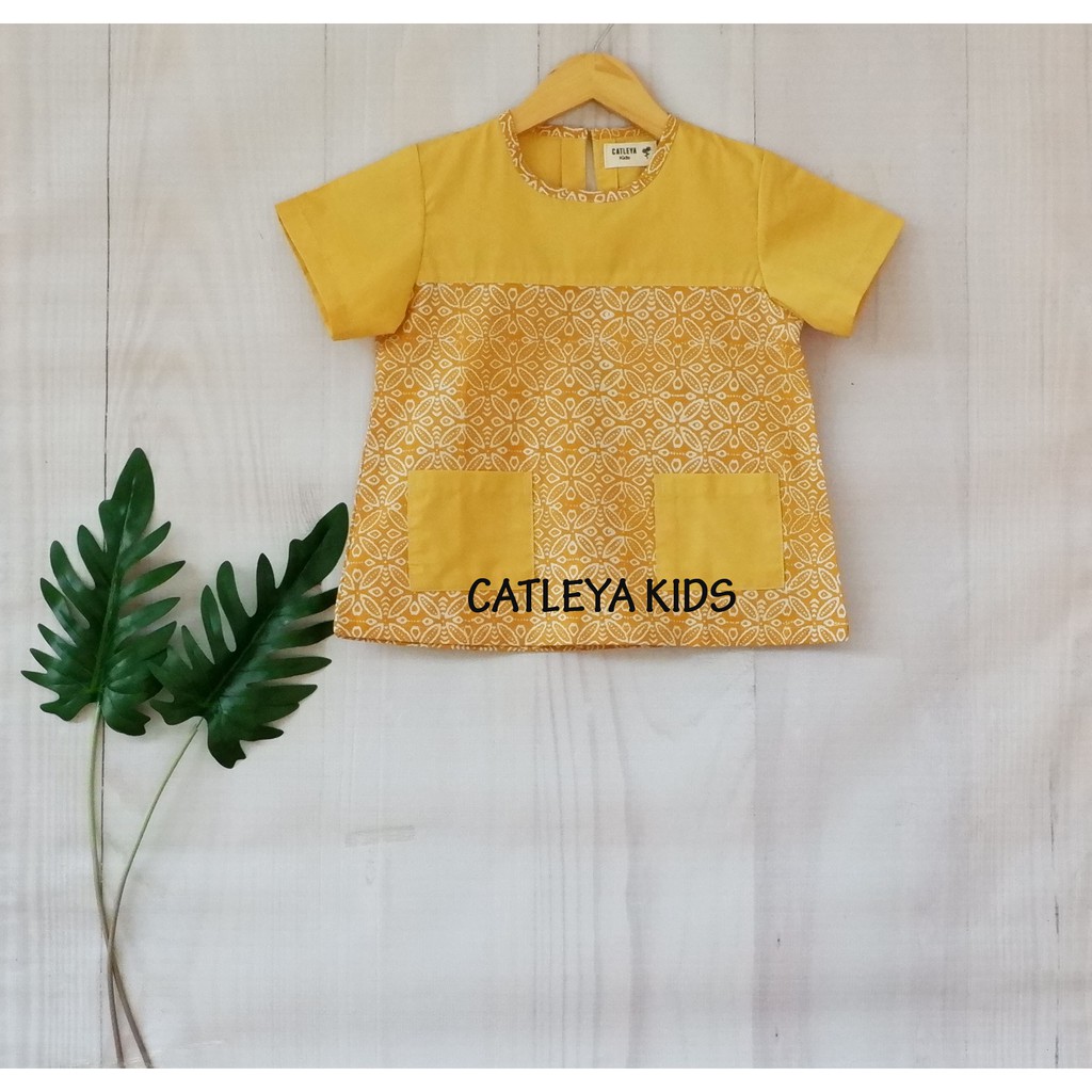  APD  AS 03 Baju  Atasan Batik Anak  Asoka series kuning motif 