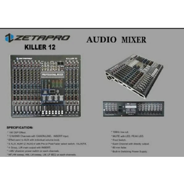 Mixer Audio 12 Channel Zetapro Killer 12 Killer12 Original