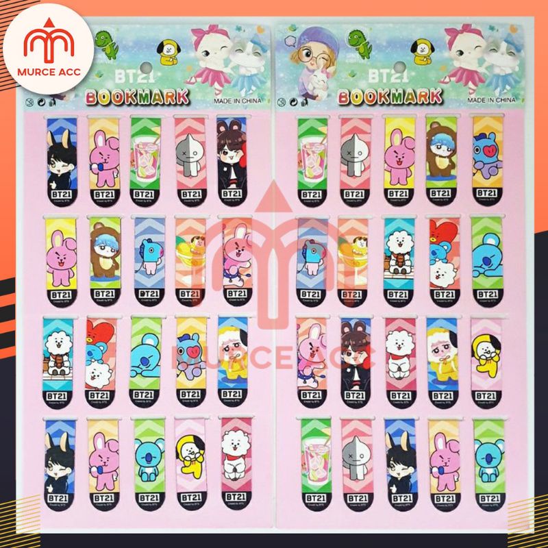 

(isi 20pcs) PEMBATAS BUKU BTS BT21 KARAKTER MAGNET