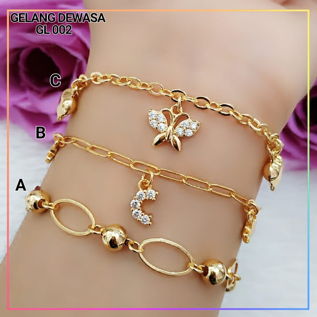 Gelang xuping gelang dewasa rantai jurai perhiasan lapis emas gold GL 002