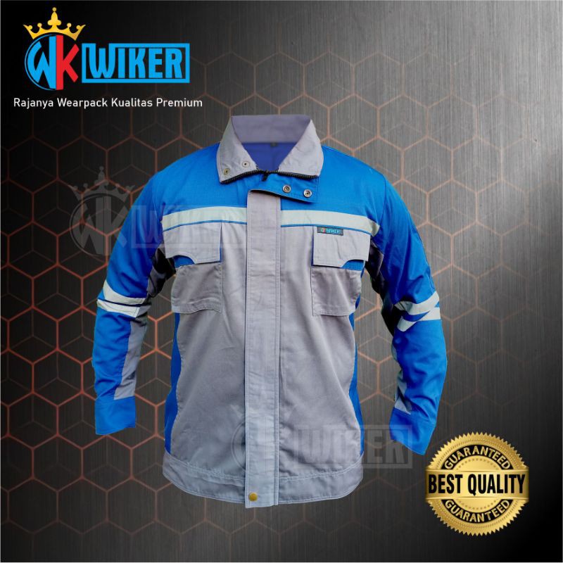 Wearpack Safety Keren Biru Abu-abu - Werpack Semi Jaket - Seragam Proyek PT - Baju Safety - Werpack 