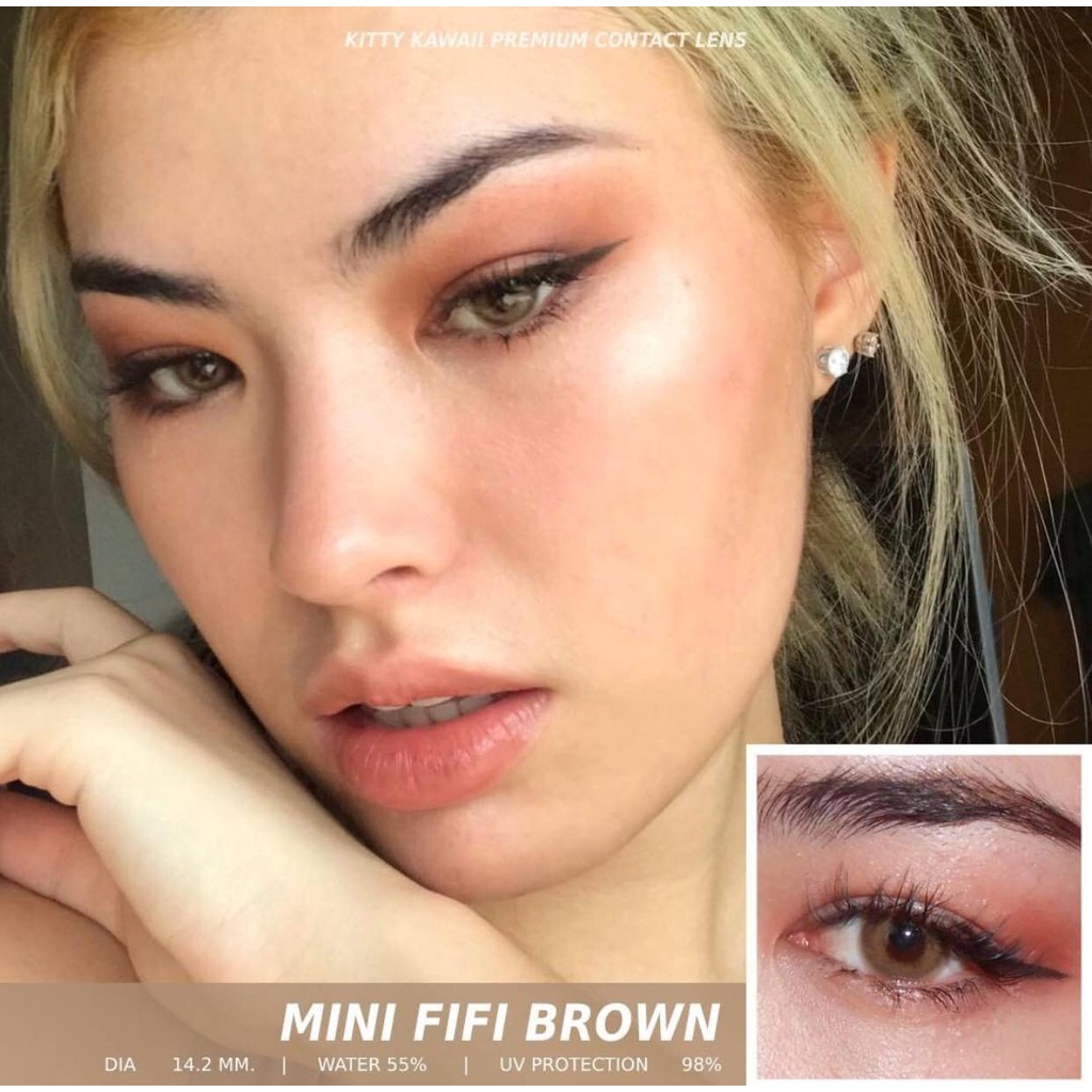 Softlens Kitty Kawaii Mini Fifi - Soflens Warna Gray Brown bisa Minus