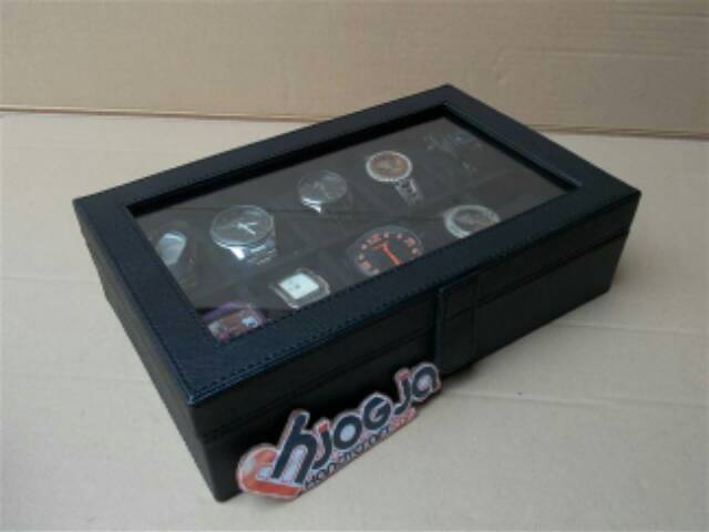 Full Black Large Size Watch Box Organizer For 10 Sport Watches