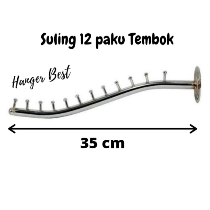 Hanger Suling Belalai Tempel Tembok 12 Titik Paku Belalai Gantungan Baju Display Toko