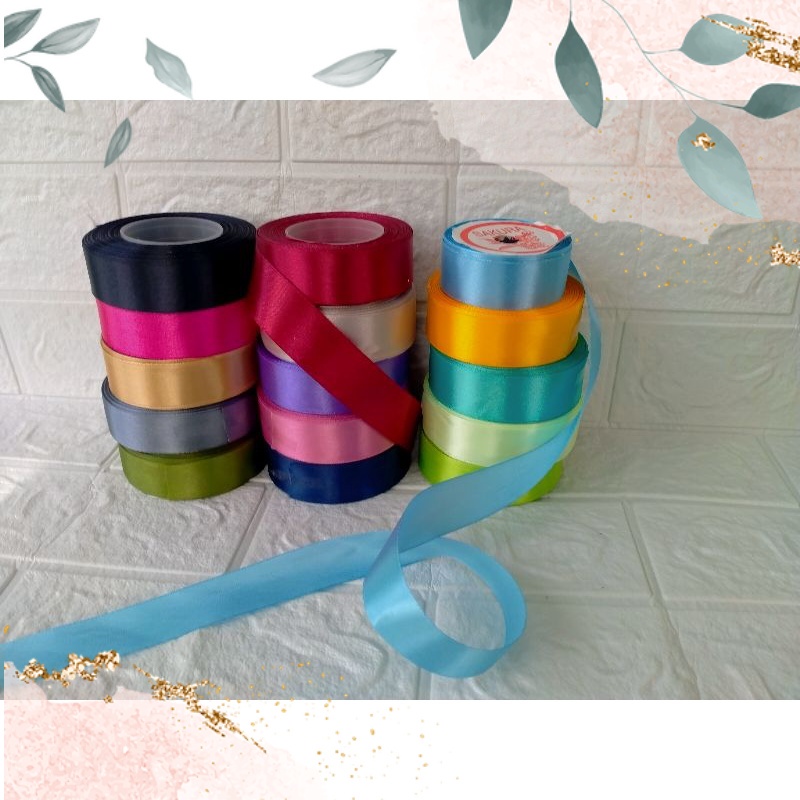 

[10 METER/ROLL] PITA SATIN 2,5 CM UNTUK BUKET PREMIUM / PITA SATIN KADO HAMPERS DAN KERAJINAN MURAH
