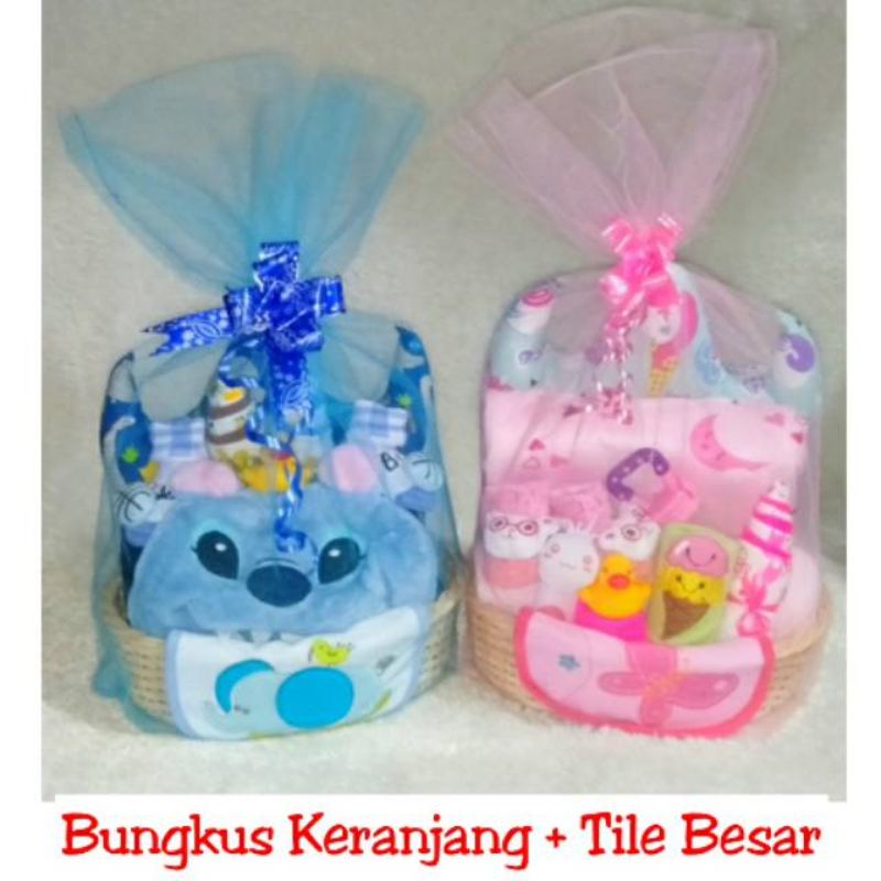 Jasa Bungkus Kado Keranjang Tile Pita Kartu Ucapan Baby Gift Hampers