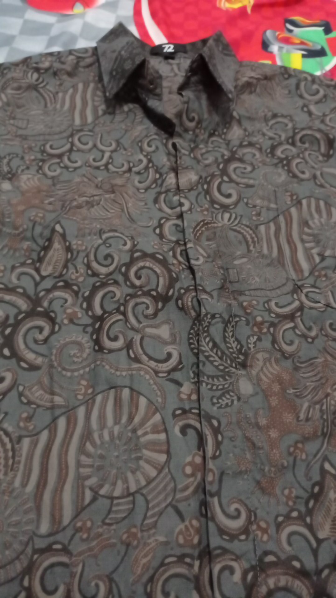 Kemeja Batik Pria Lengan Pendek Slimfit Premium Motif Balian Abu Abu Gray Grey 728208 Cap 72