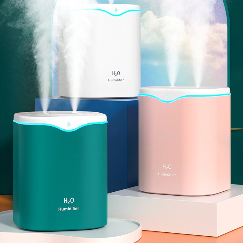 G8IPdq Humidifier Aromatherapy Oil Diffuser Double Spray 2000ml - H2000 - White Or-i