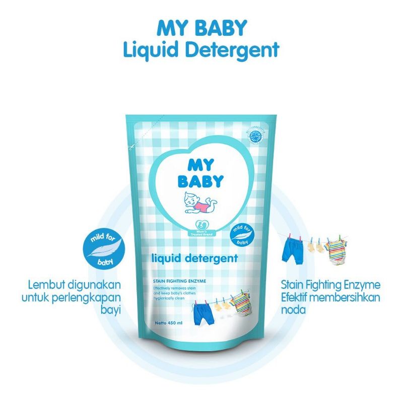 My Baby Liquid Detergent Refill 450ml - My Baby Sabun Cuci Pakaian Bayi 450ml Kemasan Isi Ulang