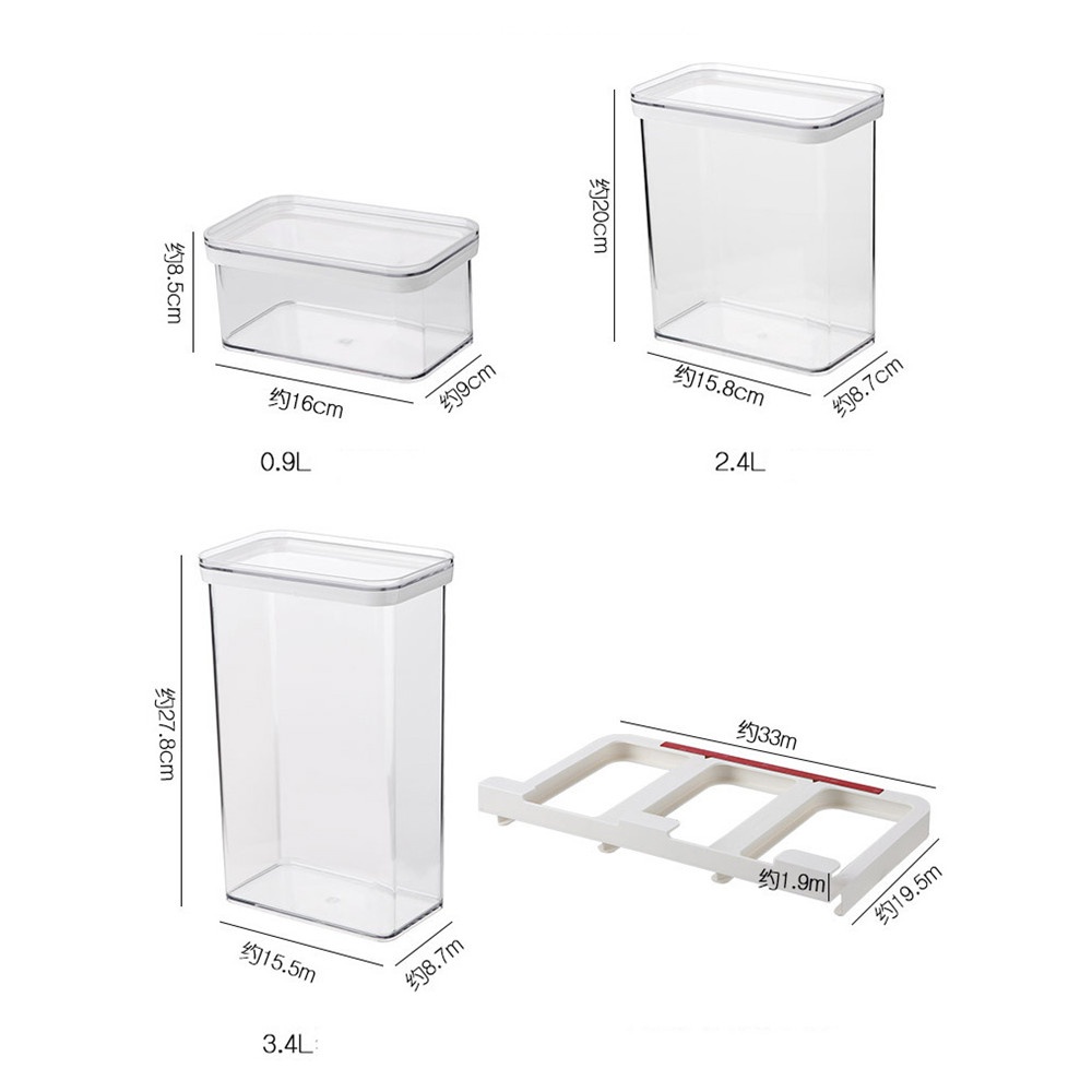 【COD Tangding】0.9/2.4/3.4L Fridge Organizer Clear Airtight Cereal Food Fresh Box Sealed Jar Storage Container