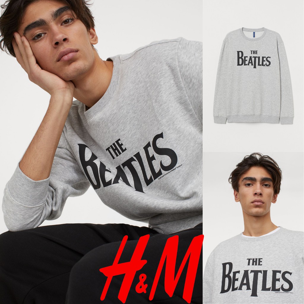 SWEATER H&M ORIGINAL THE BEATLES GREY & PAPER BAG HNM SALE CREWNECK H&M WANITA SWEATER HNM ORIGINAL
