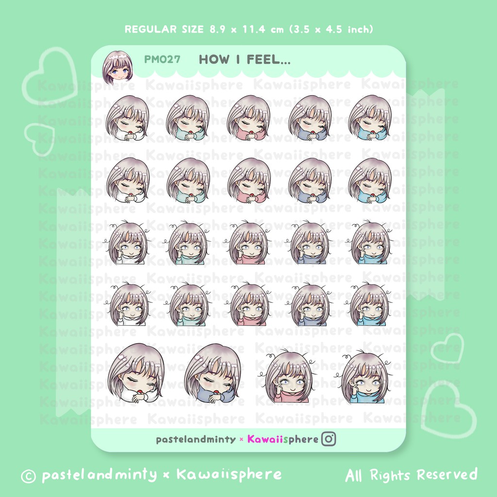 

How I Feel | Planner / Bullet Journal / Ring Binder Sticker PM027 | Pastelandminty x Kawaiisphere