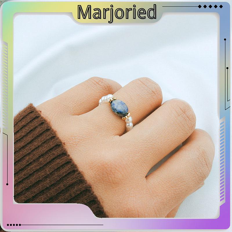 Cincin Manik-manik Mutiara Antik Cincin Batu Fashion Mewah Aksesoris Fashion Yang Simpel Dan Murah-MJD