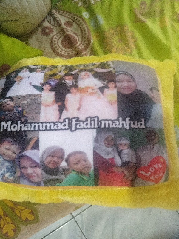 Bantal Foto Murah Ukuran Standar Tidur 60x40cm Print Nama Foto Gambar Karakter Gratis Free Cantik
