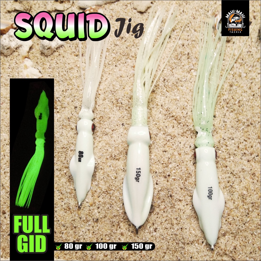 Metal Jig 150,100,80 gram Cumi Full GID Fosfor Pancing Malam Dogtoot Killer