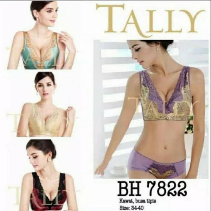 bh tally 7822 cup C, busa tipis, kawat, kait 4, push up, size 40