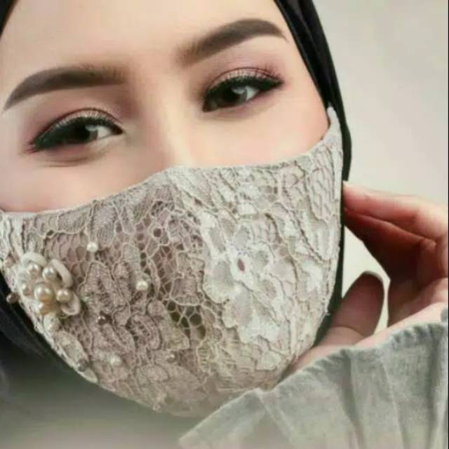 Masker pengantin masker brokat masker cantik masker kain Masker pengantin masker brokat masker cantik masker kain